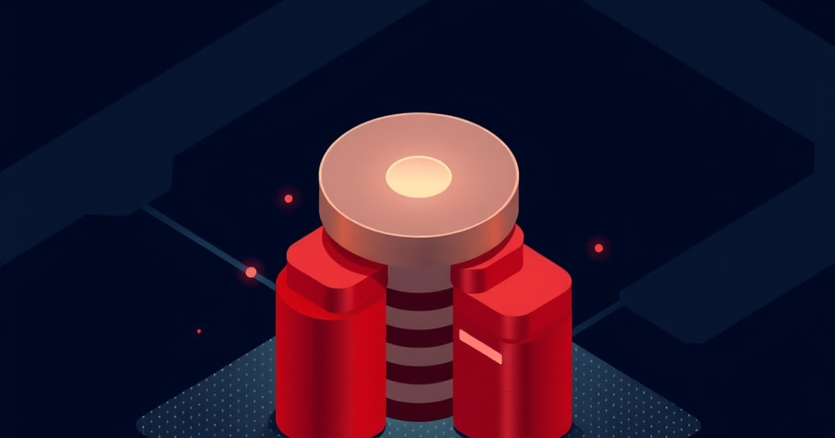 Flat isometric illustration of red database cylinders clustered beneath a copper disk platform, suggesting a retrieval pipeline's data stores.